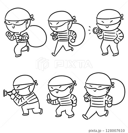 vector set of thief 128007610