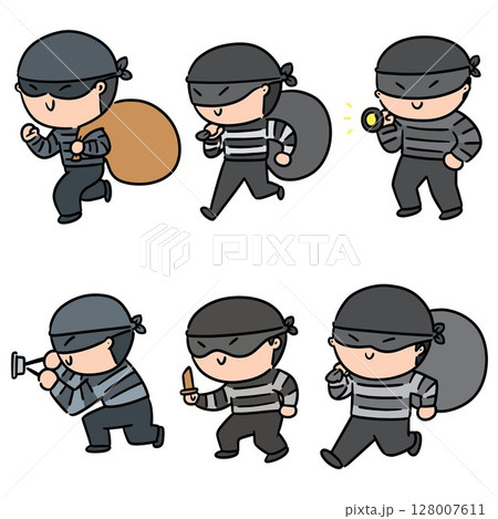 vector set of thief 128007611