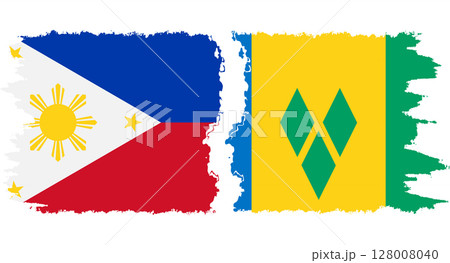 Saint Vincent and the Grenadines and Philippines grunge flags connection 128008040