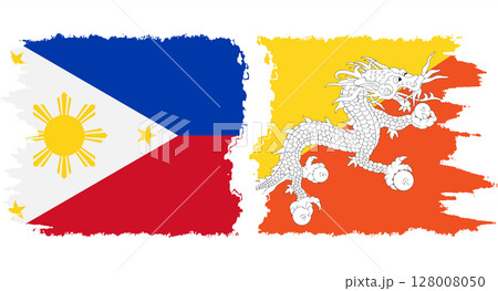 Bhutan and Philippines grunge flags connection vector 128008050