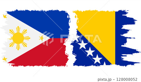 Bosnia and Herzegovina and Philippines grunge flags connection vector Bosnia and Herzegovina and Philippines grunge flags connection vector 128008052