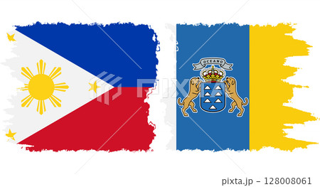 Canary Islands and Philippines grunge flags connection vector 128008061