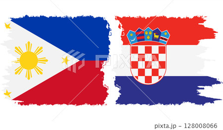 Croatia and Philippines grunge flags connection vector 128008066