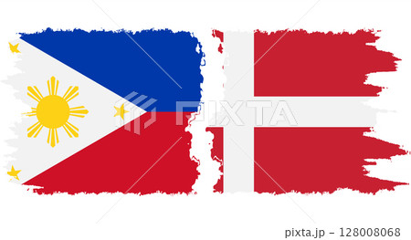 Denmark and Philippines grunge flags connection vector 128008068
