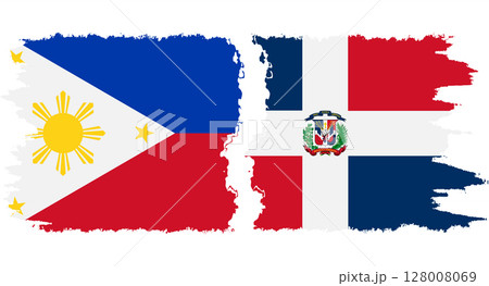 Dominican Republic and Philippines grunge flags connection vector 128008069