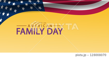 Waving Flag American Family Day Banner with Yellow Gradient Background 128008070