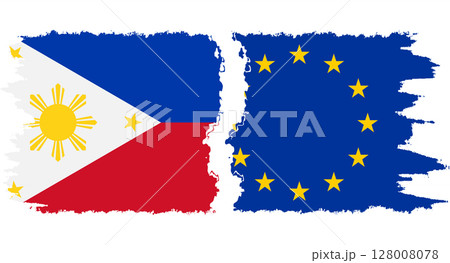 EU and Philippines grunge flags connection vector 128008078