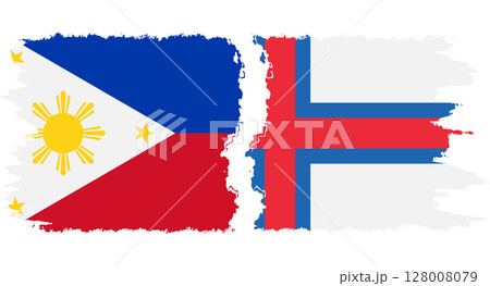 Faroe Islands and Philippines grunge flags connection vector 128008079