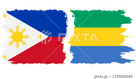 Gabon and Philippines grunge flags connection vector 128008084