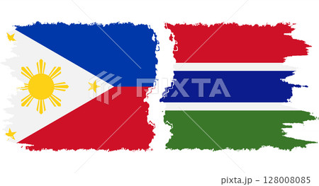 Gambia and Philippines grunge flags connection vector 128008085