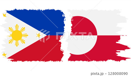 Greenland and Philippines grunge flags connection vector 128008090