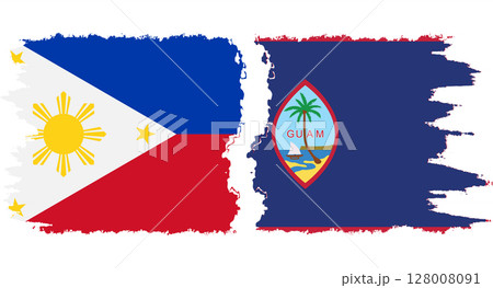 Guam and Philippines grunge flags connection vector 128008091
