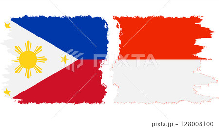 Indonesia and Philippines grunge flags connection vector 128008100