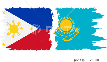 Kazakhstan and Philippines grunge flags connection vector 128008108