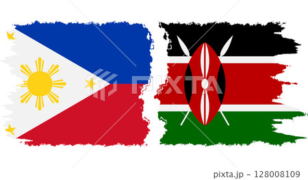 Kenya and Philippines grunge flags connection vector 128008109
