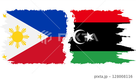 Libya and Philippines grunge flags connection vector 128008116