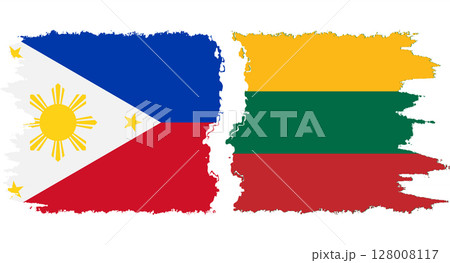 Lithuania and Philippines grunge flags connection vector 128008117