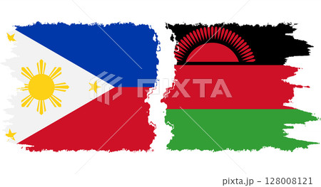 Malawi and Philippines grunge flags connection vector 128008121