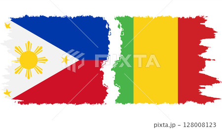 Mali and Philippines grunge flags connection vector Mali and Philippines grunge flags connection vector 128008123
