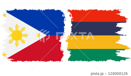 Mauritius and Philippines grunge flags connection vector 128008126