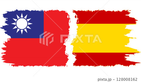 Spain and Taiwan grunge flags connection vector Spain and Taiwan grunge flags connection vector 128008162