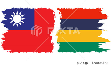 Mauritius and Taiwan grunge flags connection vector 128008168