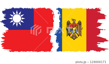 Moldova and Taiwan grunge flags connection vector 128008171