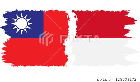Monaco and Taiwan grunge flags connection vector 128008172
