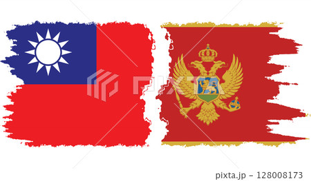 Montenegro and Taiwan grunge flags connection vector 128008173