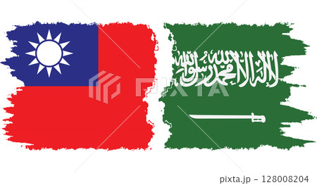 Saudi Arabia and Taiwan grunge flags connection vector 128008204