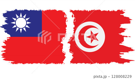 Tunisia and Taiwan grunge flags connection vector 128008229