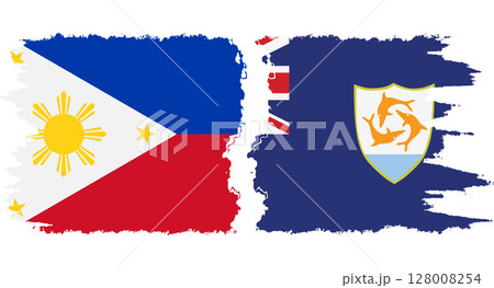 Anguilla and Philippines grunge flags connection vector 128008254