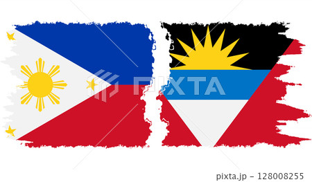 Antigua and Barbuda and Philippines grunge flags connection vector 128008255