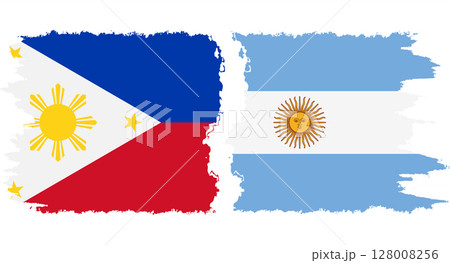 Argentina and Philippines grunge flags connection vector 128008256
