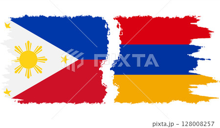 Armenia and Philippines grunge flags connection vector 128008257