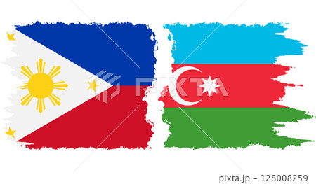 Azerbaijan and Philippines grunge flags connection vector 128008259