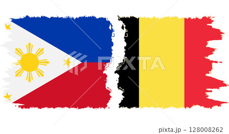 Belgium and Philippines grunge flags connection vector 128008262