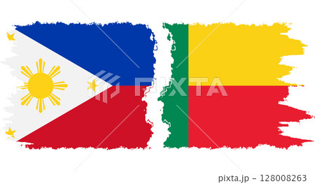 Benin and Philippines grunge flags connection vector 128008263