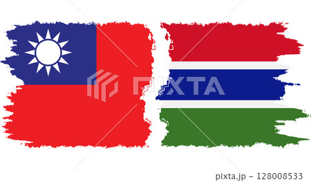 Gambia and Taiwan grunge flags connection vector 128008533