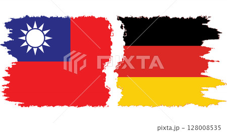 Germany and Taiwan grunge flags connection vector 128008535