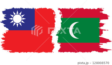 Maldives and Taiwan grunge flags connection vector Maldives and Taiwan grunge flags connection vector 128008570