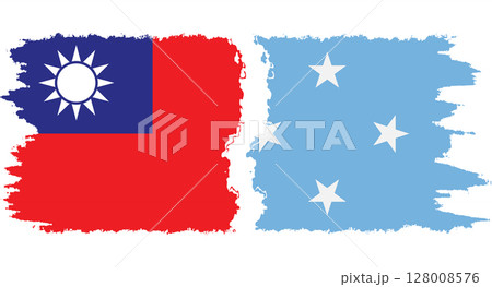 Federated States of Micronesia and Taiwan grunge flags connection v Federated States of Micronesia and Taiwan grunge flags connection v 128008576