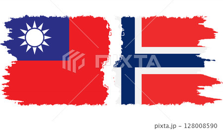 Norway and Taiwan grunge flags connection vector 128008590