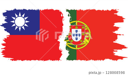 Portugal and Taiwan grunge flags connection vector Portugal and Taiwan grunge flags connection vector 128008598