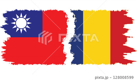 Romania and Taiwan grunge flags connection vector Romania and Taiwan grunge flags connection vector 128008599