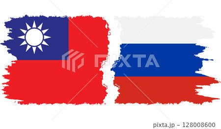 Russia and Taiwan grunge flags connection vector Russia and Taiwan grunge flags connection vector 128008600