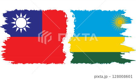 Rwandan and Taiwan grunge flags connection vector 128008601