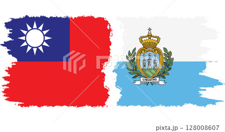 San Marino and Taiwan grunge flags connection vector San Marino and Taiwan grunge flags connection vector 128008607