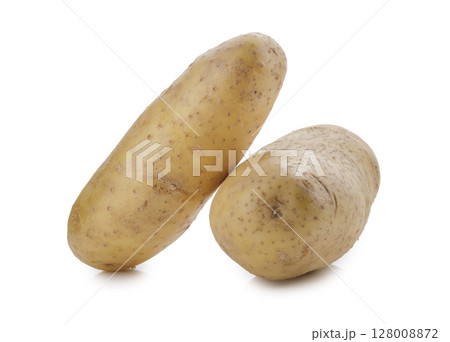 Whole potatoes isolated on a white background 128008872