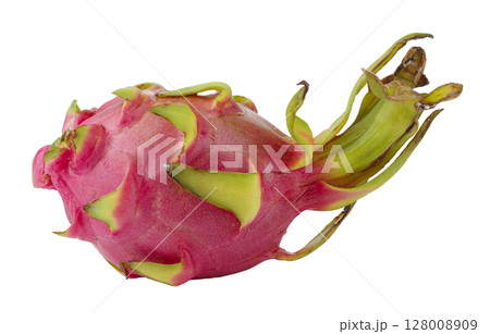 Fresh red dragon fruit whole isolated on a white background Fresh red dragon fruit whole isolated on a white background 128008909